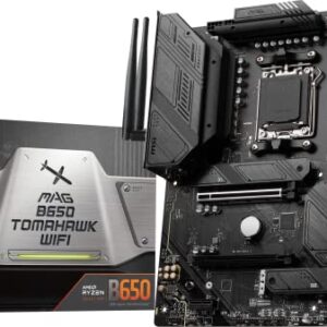 MSI MAG B650 Tomahawk WiFi Gaming Motherboard (AMD AM5, ATX, DDR5, PCIe 4.0, M.2, SATA 6Gb/s, USB 3.2 Gen 2, HDMI/DP, Wi-Fi 6E, AMD Ryzen 7000 Series Desktop Processors)