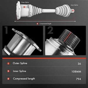 A-Premium CV Axle Shaft Assembly Compatible with Audi A3 06-13 & Volkswagen Jetta 05-10, Golf 11-12, Passat, 1.8L 2.0L, Manual Transmission, Front Right Passenger Side, Replace# AD-8127, 1700-519164