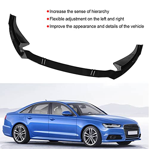 Front lip bumper, Car Styling Bumper Lip Skirt Chin Black ABS Vehicle Modification Part 3-Stage Bumper Chin Valance fit Audi A6 C8 2019