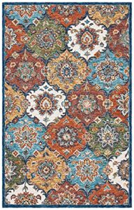 safavieh heritage collection 5′ x 8′ blue / rust hg351m handmade traditional oriental premium wool area rug
