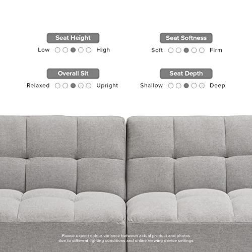 mopio Aaron Futon Convertible Sofa Sleeper Futon Twin Size with Arms Split Back Design 77.5" (Fabric, Light Gray)