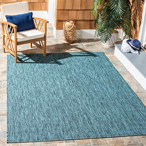 SAFAVIEH Courtyard Collection 8' x 10' Grey / Aqua CY8403 Indoor/ Outdoor Patio Backyard Mudroom Area Rug