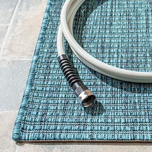 SAFAVIEH Courtyard Collection 8' x 10' Grey / Aqua CY8403 Indoor/ Outdoor Patio Backyard Mudroom Area Rug