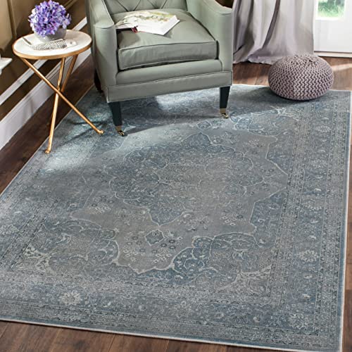 Safavieh Vintage Collection 5'1" x 7'6" Light Blue/Light Grey VTG158 Oriental Traditional Distressed Premium Viscose Area Rug