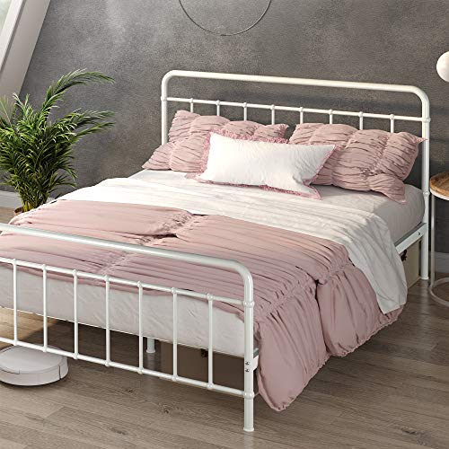 Zinus Florence Metal Platform Bed Frame, White, Twin & 8 Inch Gel-Infused Green Tea Memory Foam Mattress / Cooling Gel Foam / Pressure Relieving / CertiPUR-US Certified / Bed-in-a-Box, Twin