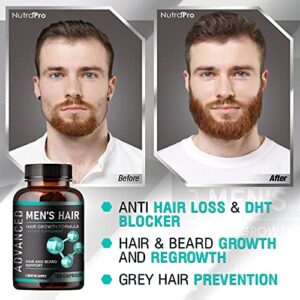 Hair Growth Vitamins For Men - Anti Hair Loss Pills. Regrow Hair & Beard Growth Supplement For Volumize, Thicker Hair.Stop Hair Loss And Thinning Hair With Biotin & Saw Palmetto Hair Vitamins.120 Caps