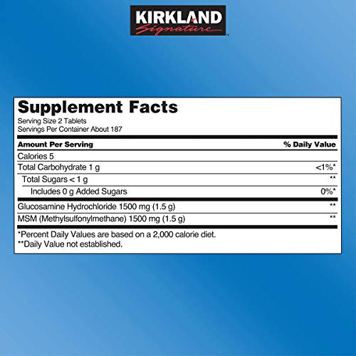 Kirkland Signature Extra Strength Glucosamine Extra Strength HCl with MSM, 375 Tablets by Extra Strength Glucosamine Extra Strength HCl with MSM