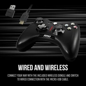 MSI Force GC30V2 Wireless Gaming Controller, Dual Vibration Motors, Dual Connection Modes, Interchangable D-Pads, Compatible with PC & Android