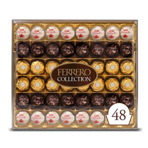 ferrero collection premium gourmet assorted hazelnut milk chocolate, dark chocolate and coconut, a great easter gift, 48 count