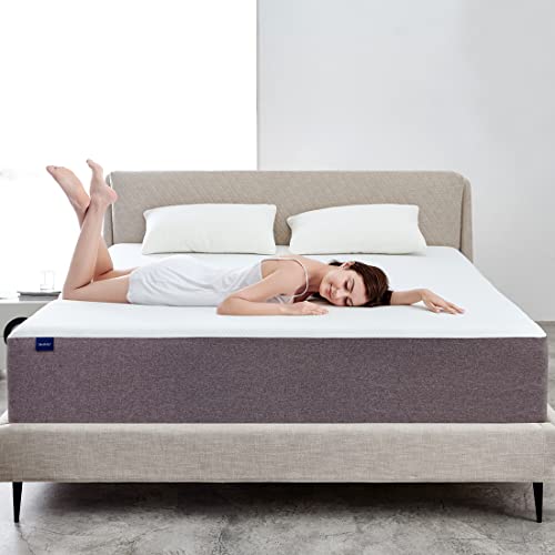 Molblly Queen Mattress, 14 Inch Memory Foam Mattress Bed in a Box, Breathable Bed Comfortable Mattress for Cooler Sleep Supportive & Pressure Relief, Queen Size Bed, Grey, 60" X 80" X 14"