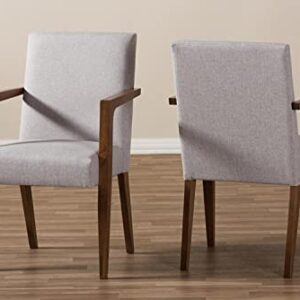 Baxton Studio Andrea Upholstered Arm Chair in Gray Beige (Set of 2)