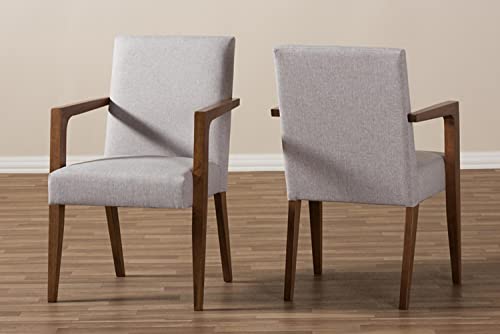 Baxton Studio Andrea Upholstered Arm Chair in Gray Beige (Set of 2)