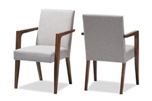 baxton studio andrea upholstered arm chair in gray beige (set of 2)