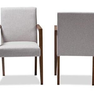 Baxton Studio Andrea Upholstered Arm Chair in Gray Beige (Set of 2)