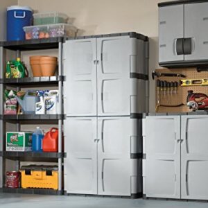 Rubbermaid Freestanding Storage Cabinet, Five Shelf with Double Doors, Lockable, Large, 690-Pound Storage Capacity, Gray, For Garage/Outdoor Storage of Garden Tools/Toys/Power Tools/Pool Accessories