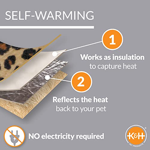 K&H Pet Products Self-Warming Nuzzle Nest Pet Bed for Cats or Dogs Leopard/Tan 19 Inches