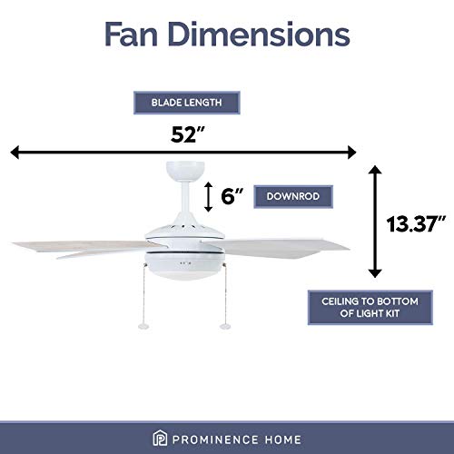 Prominence Home 51636-01 Kailani Ceiling Fan, 52, White