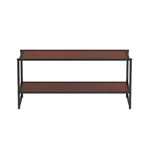 ZINUS Garrison 40 Inch Black Metal Frame Media Stand / TV Stand with Shelf / Easy Assembly, Red mahogany wood grain