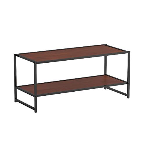 ZINUS Garrison 40 Inch Black Metal Frame Media Stand / TV Stand with Shelf / Easy Assembly, Red mahogany wood grain