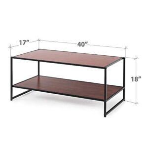 ZINUS Garrison 40 Inch Black Metal Frame Media Stand / TV Stand with Shelf / Easy Assembly, Red mahogany wood grain