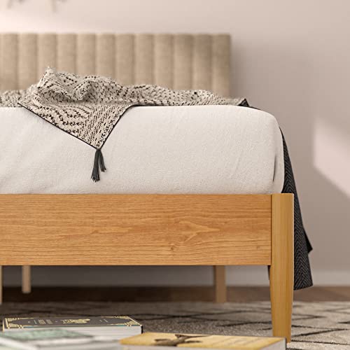 ZINUS Amelia Wood Platform Bed Frame with Upholstered Headboard / Solid Wood Bed / No Box Spring Needed / Easy Assembly, Full