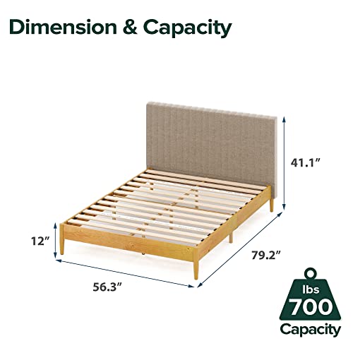 ZINUS Amelia Wood Platform Bed Frame with Upholstered Headboard / Solid Wood Bed / No Box Spring Needed / Easy Assembly, Full