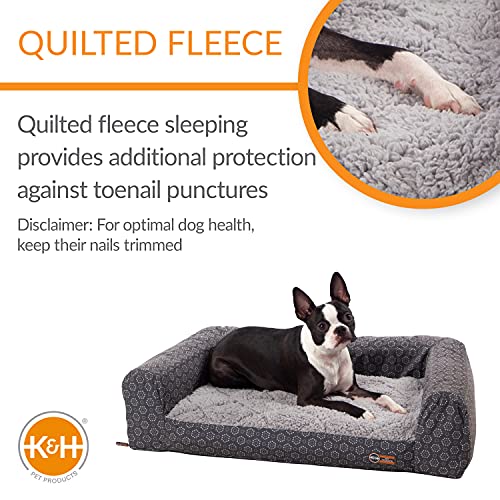 K&H PET PRODUCTS Air Sofa Inflatable Dog Bed, Lightweight Air Mattress Pet Bed, Indoor/Outdoor Bed for Seniors, Camping, Travel and More, Gray/Geo Flower Small 18 X 24 Inches