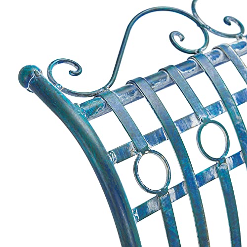 Safavieh PAT5002C Outdoor Collection Hadley Victorian Antique Bench, Mossy Blue