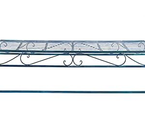 Safavieh PAT5002C Outdoor Collection Hadley Victorian Antique Bench, Mossy Blue