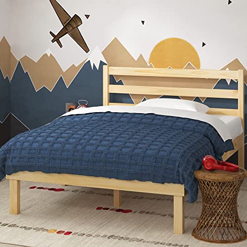 ZINUS Robin Wood Platform Bed Frame with Headboard / Wood Slat Support / No Box Spring Needed / Easy Assembly, Twin