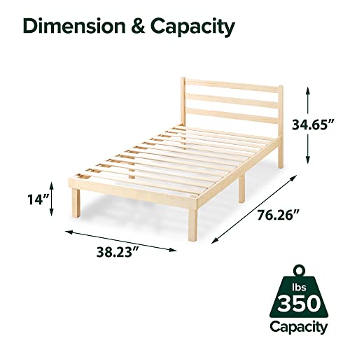 ZINUS Robin Wood Platform Bed Frame with Headboard / Wood Slat Support / No Box Spring Needed / Easy Assembly, Twin