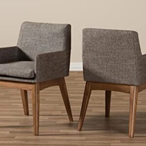 Baxton Studio Nexus Dining Arm Chair in Gray and Brown (Set of 2)
