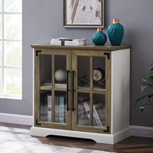 okvnbjk coffee bar cabinet with storage,32 inch accent cabinet with adjustable shelves for kitchen dining area/sideboard cabinet,(barnwood/white)