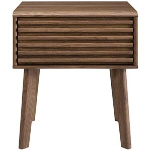 Modway Render Mid-Century Modern End Table or Nightstand in Walnut