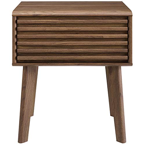 Modway Render Mid-Century Modern End Table or Nightstand in Walnut