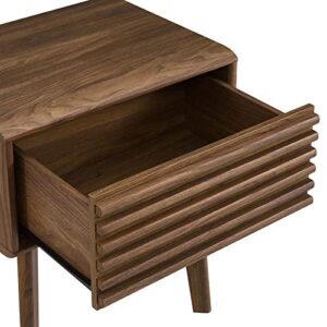 Modway Render Mid-Century Modern End Table or Nightstand in Walnut