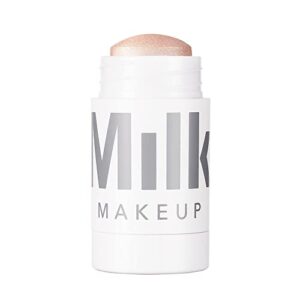 milk makeup mini highlighter stick – hydrating pigmented cream, radiant – vegan – 0.21 oz (turnt – white gold/pink pearl)