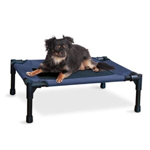 k&h pet products elevated cooling outdoor dog bed portable raised dog cot blue/black small 17 x 22 x 7 inches
