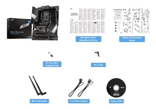 MSI PRO Z790-A WiFi ProSeries Motherboard (Supports 12th/13th Gen Intel Processors, LGA 1700, DDR5, PCIe 5.0, M.2, 2.5Gbps LAN, USB 3.2 Gen2, Wi-Fi 6E, ATX)