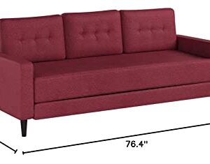 ZINUS Mikhail Sofa Couch / Ruby Red / Button Tufted Cushions / Easy, Tool-Free Assembly