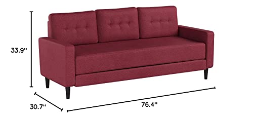 ZINUS Mikhail Sofa Couch / Ruby Red / Button Tufted Cushions / Easy, Tool-Free Assembly