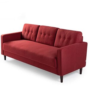 ZINUS Mikhail Sofa Couch / Ruby Red / Button Tufted Cushions / Easy, Tool-Free Assembly