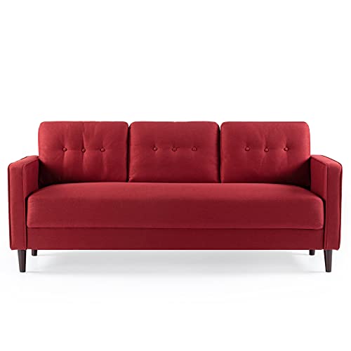 ZINUS Mikhail Sofa Couch / Ruby Red / Button Tufted Cushions / Easy, Tool-Free Assembly