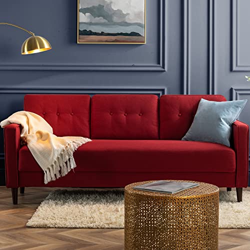 ZINUS Mikhail Sofa Couch / Ruby Red / Button Tufted Cushions / Easy, Tool-Free Assembly