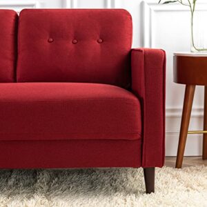 ZINUS Mikhail Sofa Couch / Ruby Red / Button Tufted Cushions / Easy, Tool-Free Assembly