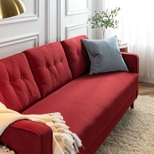 ZINUS Mikhail Sofa Couch / Ruby Red / Button Tufted Cushions / Easy, Tool-Free Assembly