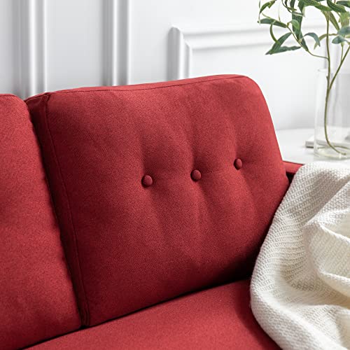 ZINUS Mikhail Sofa Couch / Ruby Red / Button Tufted Cushions / Easy, Tool-Free Assembly