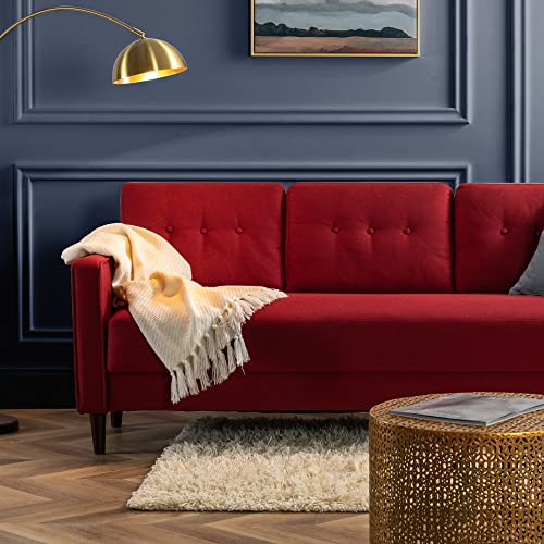 ZINUS Mikhail Sofa Couch / Ruby Red / Button Tufted Cushions / Easy, Tool-Free Assembly