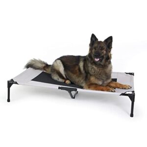 k&h pet products elevated cooling outdoor dog bed portable raised dog cot taupe/black x-large 32 x 50 x 9 inches