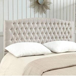 24kf linen upholstered tufted button king headboard and comfortable fashional padded king/california king size headboard – ivory